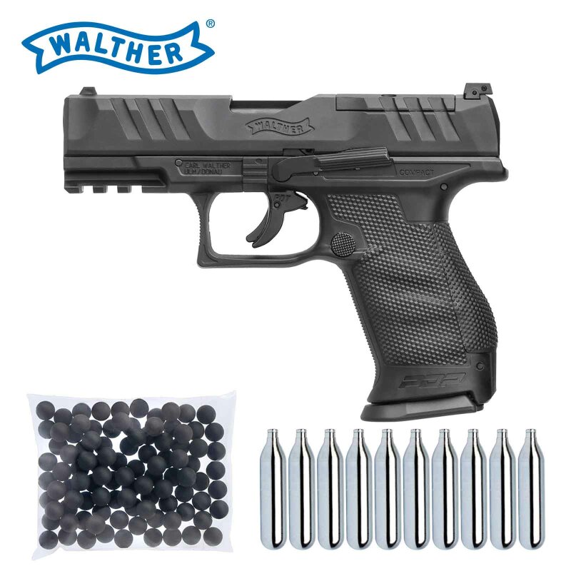 SET Walther Defense Training Marker T4E PDP Compact 4" - cal .43 Schwarz (P18) + Rubberballs 100 Stück