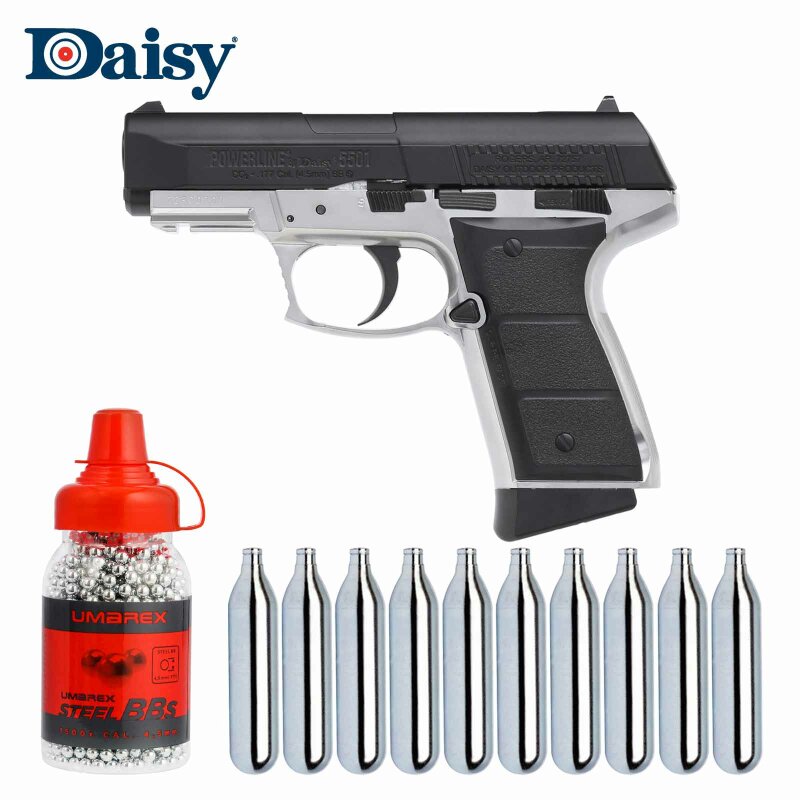 SET Daisy 5501 Co2-Pistole Kaliber 4,5 mm Stahl BB Blowback (P18)