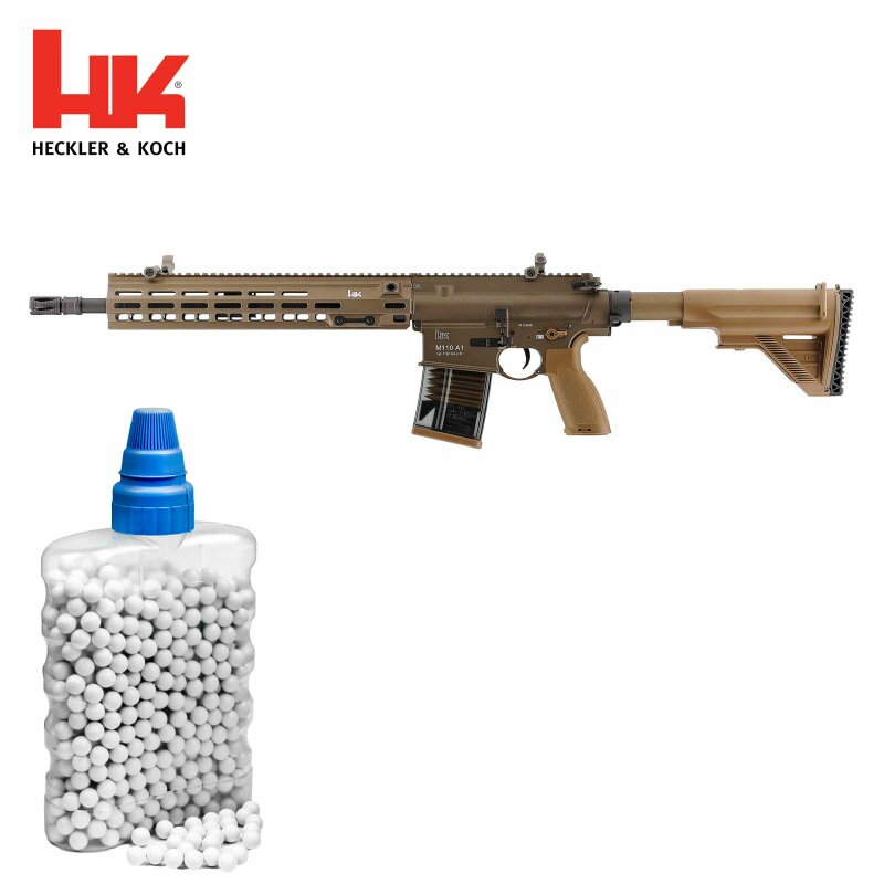 SET Heckler & Koch HK M110 A1 AEG Softair-Gewehr Kaliber 6 mm BB grünbraun (P18) + 800 BBs