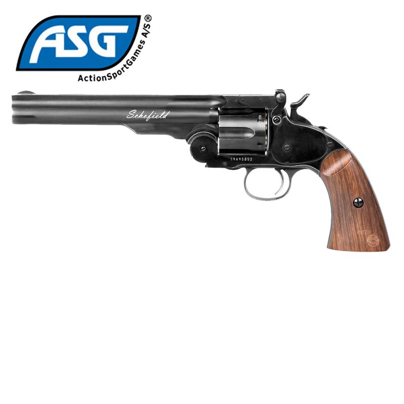 ASG Schofield 6" Softair-Co2-Revolver Schwarz Vollmetall Kaliber 6 mm BB (P18)