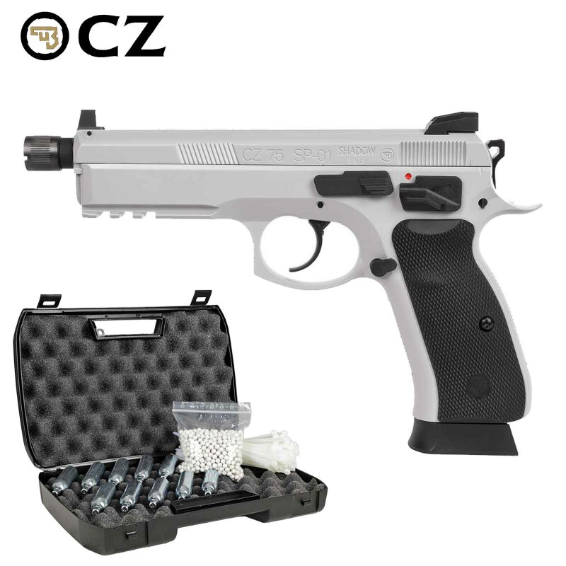 Komplettset CZ 75 SP-01 Shadow Softair-Co2-Pistole Urban Grey Kaliber 6 mm BB Blowback (P18)