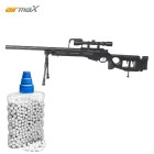 SET AirmaX 4420 Sniper Softair-Gewehr Kaliber 6 mm BB Federdruck Schwarz (P18) + 800 BB`s