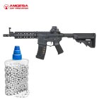 SET Amoeba M4 008 AEG Softair-Gewehr 6 mm BB schwarz (P14) + 800 BBs