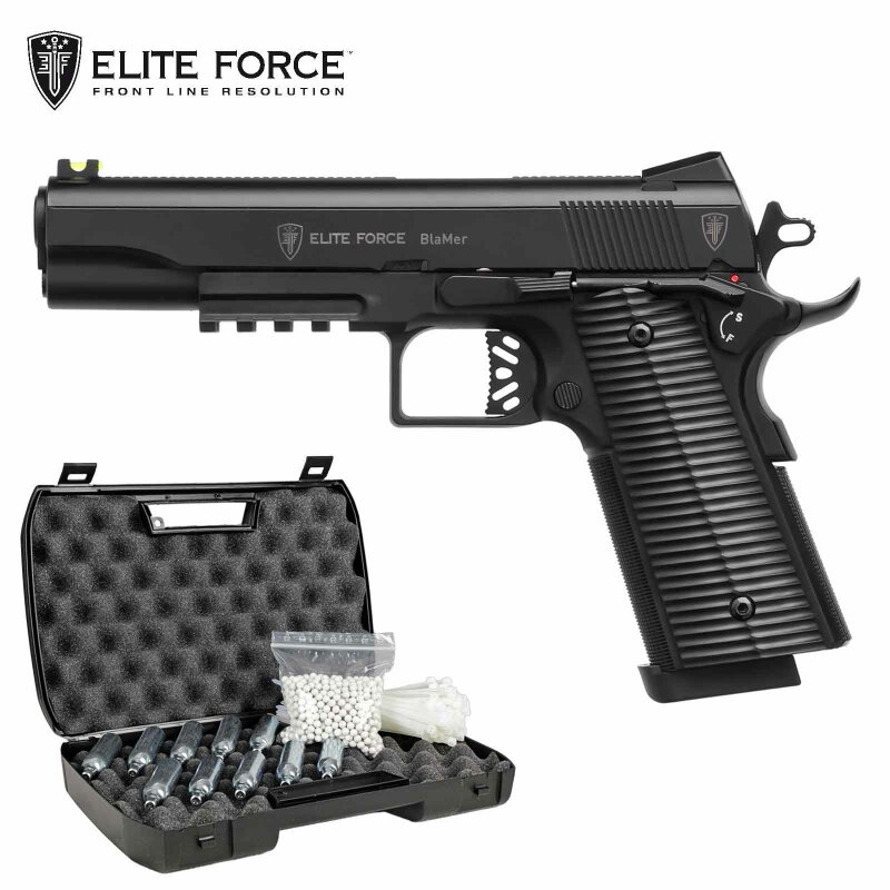 Komplettset Elite Force BlaMer Softair-Co2-Pistole Kaliber 6 mm BB Blowback (P18)