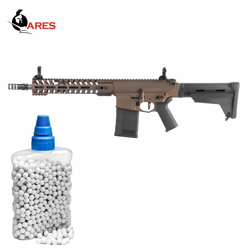 SET Ares AR-308M S-AEG Softair-Gewehr Kaliber 6 mm BB Bronze (P18) + 800 BBs