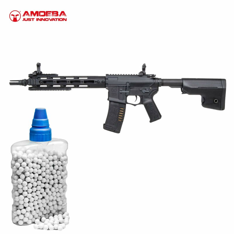 Amoeba M4 009 AEG Softair-Gewehr 6 mm BB schwarz (P14) + 800 BBs