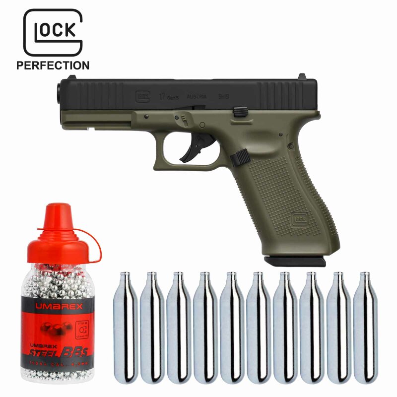 SET Glock 17 Gen5 Battlefield Green Co2-Pistole Kaliber 4,5 mm Stahl BB Blowback (P18)