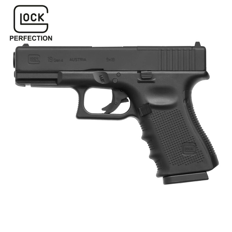 Glock 19 Gen4 MOS Softair-Co2-Pistole Schwarz Kaliber 6 mm BB 12 Schuss (P18)