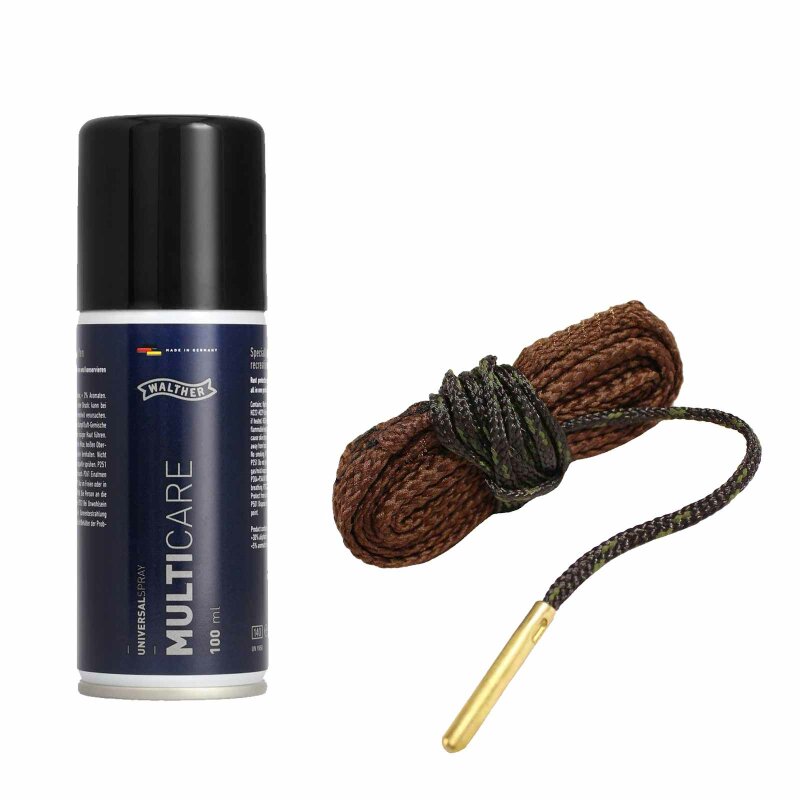 Putzset Walther Gun Care Universalspray 100 ml + Laufreinigungsschnur für Luftgewehre und -pistolen 4,5 mm