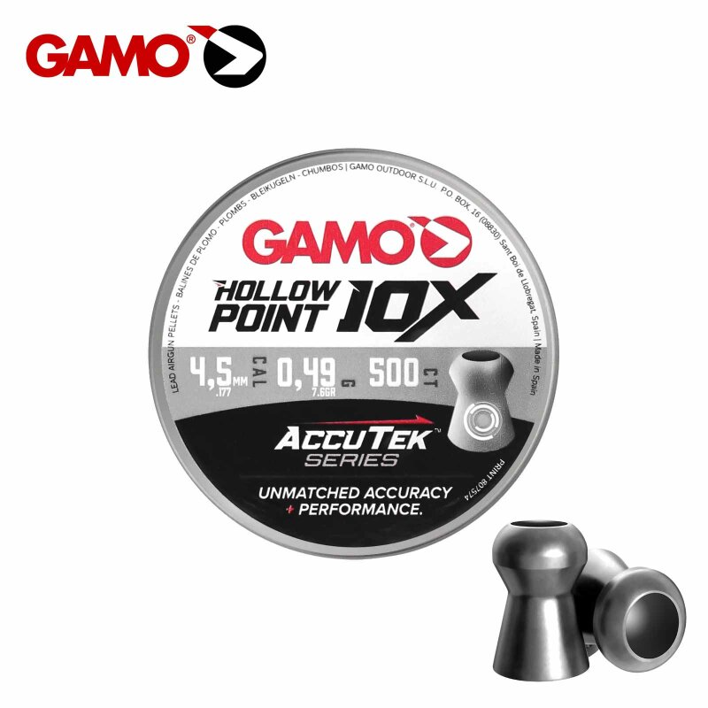 Gamo 10X Hollow Point ACCUTEK - Hohlspitzdiabolos 4,5 mm 500er Dose