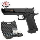 Komplettset STI Pit Viper Softair-Co2-Pistole Schwarz Kaliber 6 mm BB Blowback (P18)