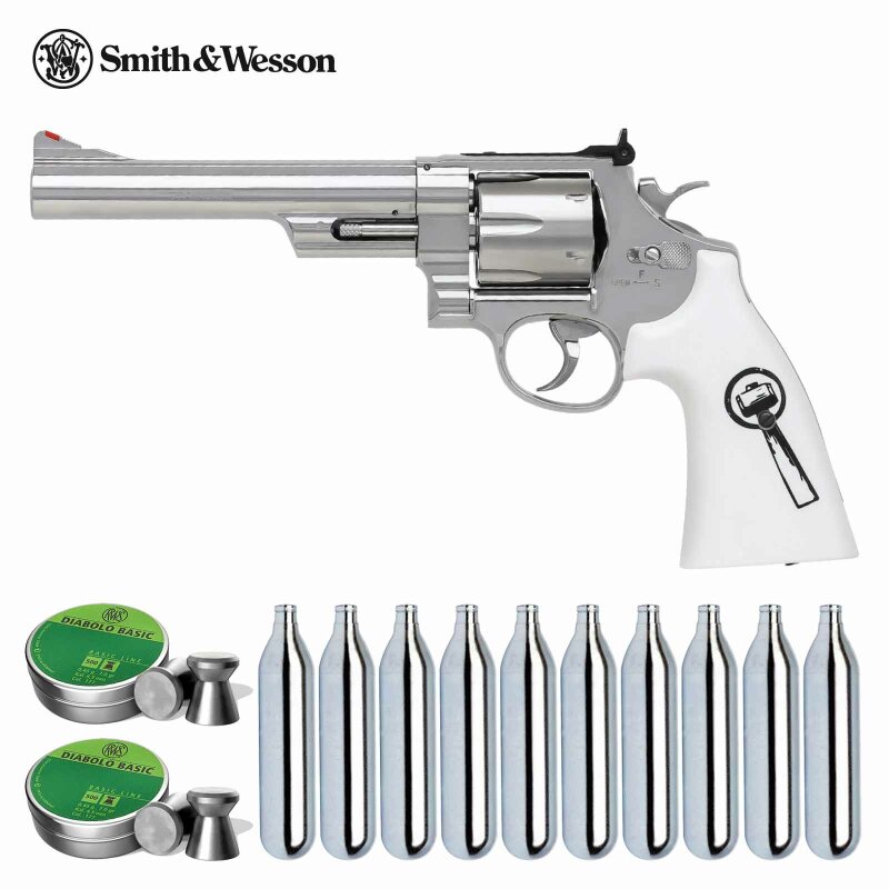 SET Smith & Wesson 629 Trust Me 5 Zoll Steel-Finish Co2-Revolver Kaliber 4,5 mm Diabolo (P18)