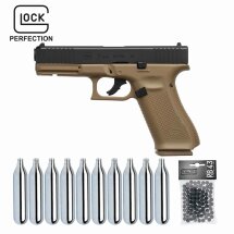 Glock 17 Gen5 T4E Defense Training Marker cal .43 Coyote Blowback (P18) + Rubberballs T4E 100 Stück