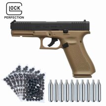 SET Glock 17 Gen5 T4E Defense Training Marker cal .43 Coyote Blowback (P18) + Rubberballs 500 Stück