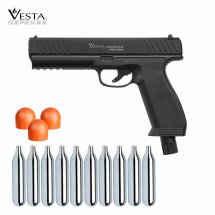 SET Vesta Defense PDW 50 Co2-Pistole cal .50 Defense Training Marker (P18) + Rubberballs PLST50 Orange - 50 Stück