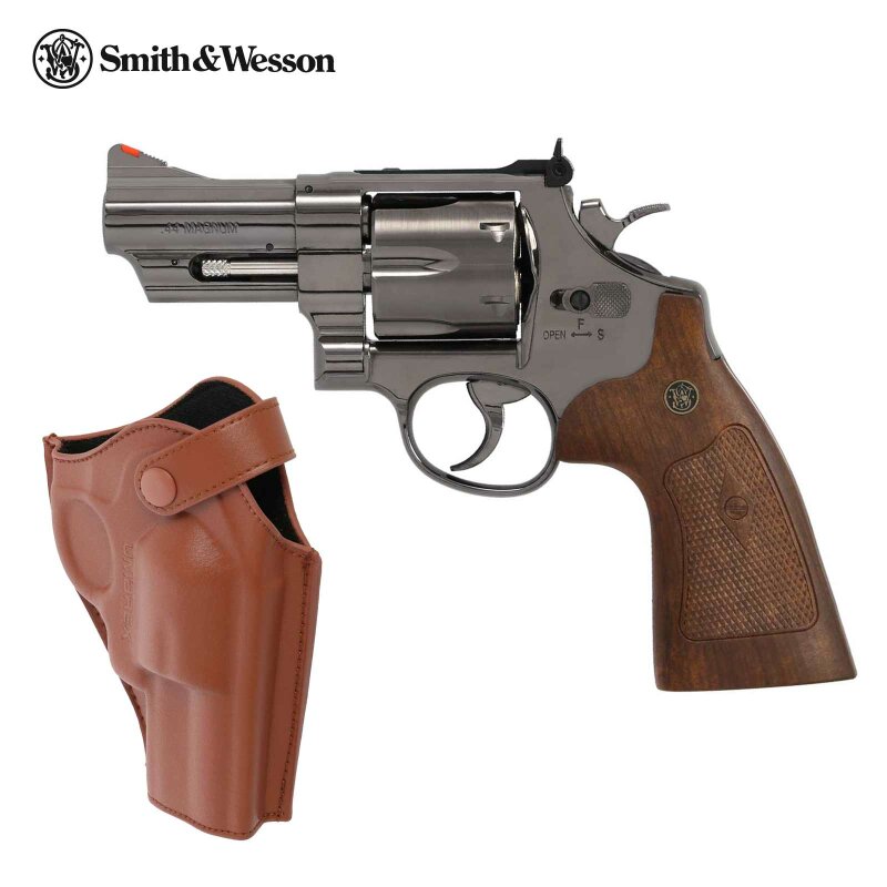 Holsterset Smith & Wesson M29 3 Zoll Hochglanzbrüniert Co2-Revolver Kaliber 4,5 mm BB (P18)