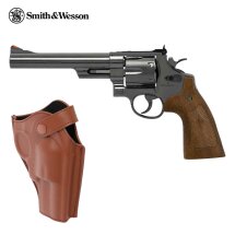 Holsterset Smith & Wesson M29 6,5 Zoll Hochglanzbrüniert Co2-Revolver Kaliber 4,5 mm Diabolo (P18)