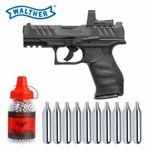 SET Walther PDP Compact 4" - Co2-Pistole Kaliber 4,5 mm Stahl BB Blowback (P18) + Umarex RDS 8 Leuchtpunktvisier