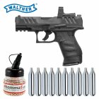 SET Walther PDP Compact 4" - Co2-Pistole Kaliber 4,5 mm Stahl BB Blowback (P18) + Umarex RDS 8 Leuchtpunktvisier