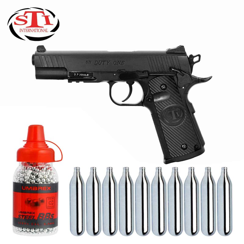 Luftpistolenset STI Duty One 4,5 mm Stahl BB Co2-Pistole Non Blow Back (P18)